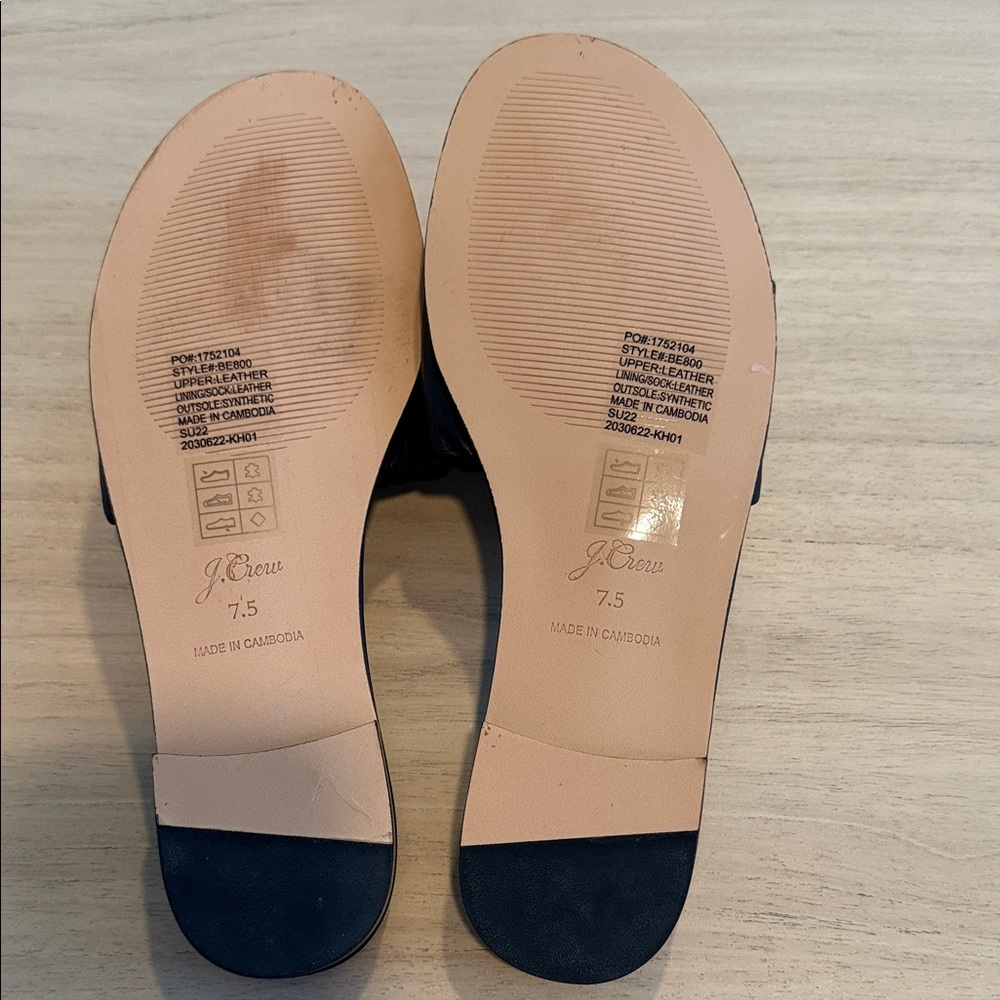 J.Crew Black Leather Ruched Slide Sandals Size 7.5 - Picture 2 of 3